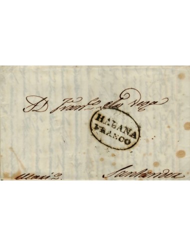 FA0997. PREFILATELIA. 1853, 31 de enero. Sobrescrito circulado de La Habana a Santander