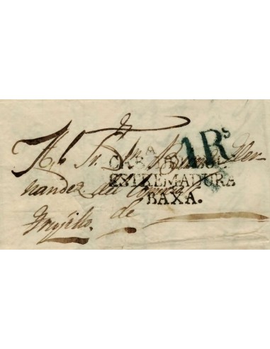 FA1159-18. PREFILATELIA. 1850, 14 de mayo. Sobrescrito circulado de Capilla a Trujillo