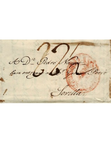 FA1159-27. PREFILATELIA. 1835, 10 de enero. Sobrescrito circulado de Cáceres a Sevilla