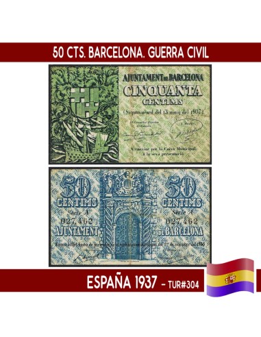 España 1937. 1 pts. Barcelona. Serie A (F) TUR304