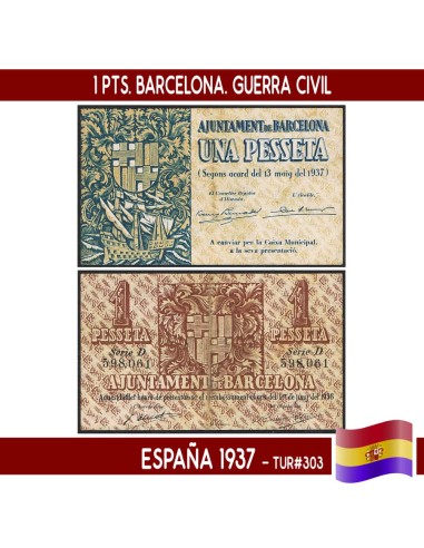 España 1937. 1 pts. Barcelona. Serie D (F) TUR303