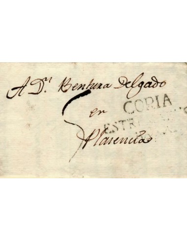 FA1159-31. PREFILATELIA. 1836, 24 de marzo. Sobrescrito circulado de Calzadilla a Plasencia