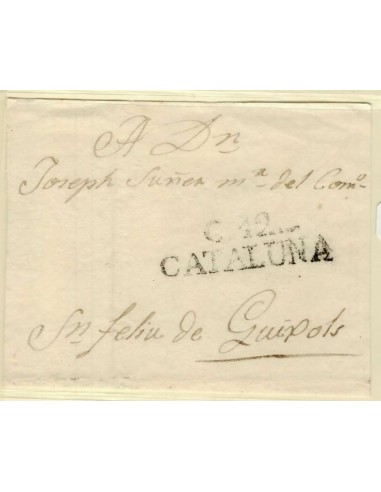 FA1351B. PREFILATELIA. (1802-44ca). Sobrescrito circulado de Castellón de Ampurias a San Feliu de Guixols