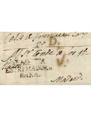 FA1323B. PREFILATELIA. (1800-31ca). Sobrescrito circulado de Plasencia a Madrid