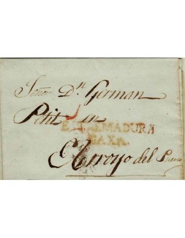 FA1324A. PREFILATELIA. 1842, 8 de mayo. Sobrescrito circulado de Puebla de la Calzada a Arroyo del Puerco