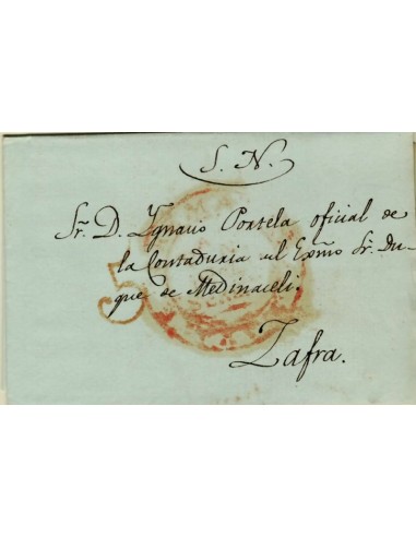 FA1326B. PREFILATELIA. (1831-42ca). Sobrescrito circulado de Villanueva de la Serena a Zafra