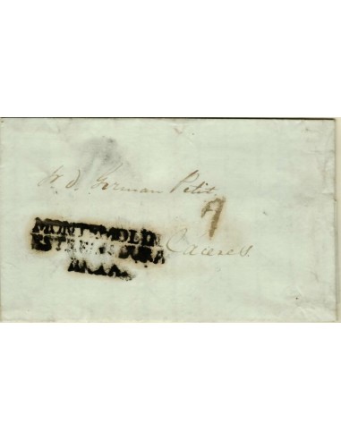 FA1327A. PREFILATELIA. (1838-54ca). Sobrescrito circulado de Montemolin a Cáceres