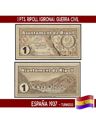 España 1937. 1 pts. Ripoll (Girona) (UNC) TUR2133