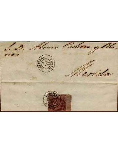 FA1532A. HISTORIA POSTAL. 1863, 6 de noviembre. Castuera a Mérida