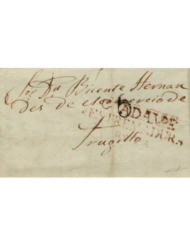 FA1159-45. PREFILATELIA. 1841, 26 de diciembre. Sobrescrito circulado de Guadalupe a Trujillo