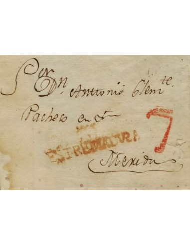 FA1159-46. PREFILATELIA. 1825, 24 de marzo. Sobrescrito circulado de Guareña a Mérida