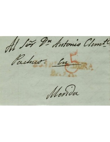 FA1159-49. PREFILATELIA. 1843, 23 de septiembre. Sobrescrito circulado de Lobon a Mérida