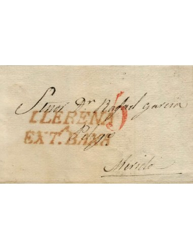 FA1159-52. PREFILATELIA. 1840, 9 de mayo. Sobrescrito circulado de Hacienda de Lara a Zafra