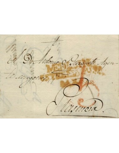 FA1159-57. PREFILATELIA. 1832. Sobrescrito circulado de Medellín a Plasencia