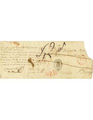 FA1926A. PREFILATELIA. 1852, 9 de septiembre. Cubierta de plica judicial remitida de Santo Domingo de la Calzada a Burgos