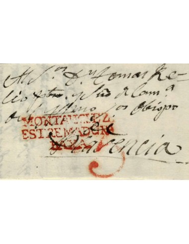 FA1159-64. PREFILATELIA. (1805ca). Sobrescrito circulado de Montanchez a Plasencia