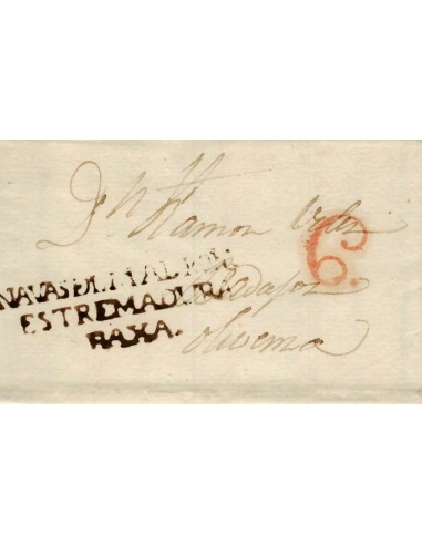 FA1159-66. PREFILATELIA. 1838, 17 de julio. Sobrescrito de Navas del Madroño a Olivenza, RR