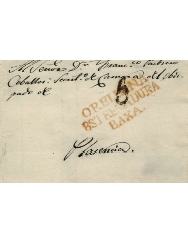 FA1159-69. PREFILATELIA. (1813ca). Envuelta de sobrescrito circulada de Orellana a Plasencia