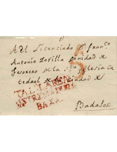 FA1159-79. PREFILATELIA. 1826, 29 de octubre. Sobrescrito circulado de Talavera la Real a Badajoz