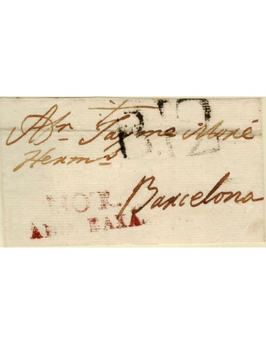 FA1336A. PREFILATELIA. (1804ca). Sobrescrito circulado de Motril a Barcelona, RRR