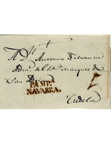 FA1342A. PREFILATELIA. (1824-25ca). Sobrescrito circulado de Pamplona a Tudela