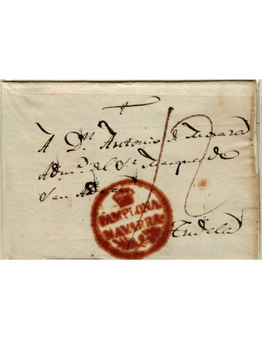 FA1342B. PREFILATELIA. (1825-26ca). Sobrescrito circulado de Pamplona a Tudela