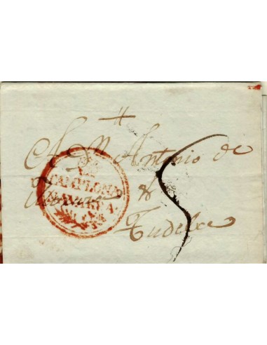 FA1342C. PREFILATELIA. (1825-26ca). Sobrescrito circulado de Pamplona a Tudela