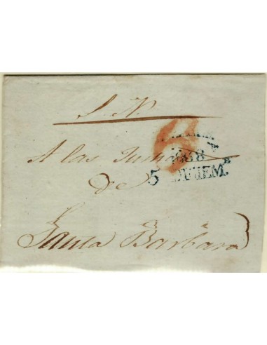 FA1343A. PREFILATELIA. 1838, 5 de diciembre. Sobrescrito circulado de Sevilla a Santa Barbara