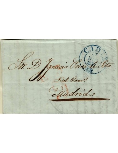 FA1344D. PREFILATELIA. 1839, 28 de diciembre. Sobrescrito circulado de Cádiz a Madrid