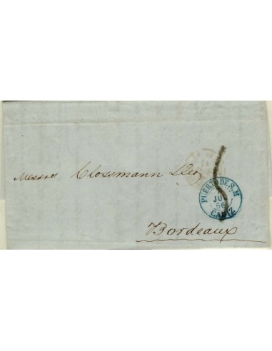 FA1344I. PREFILATELIA. 1856, 7 de julio. Sobrescrito circulado de Puerto de Santa María a Burdeos (Francia)