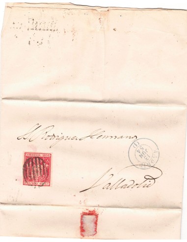 FA7576B. HISTORIA POSTAL. 1854, correo de Madrid a Valladolid