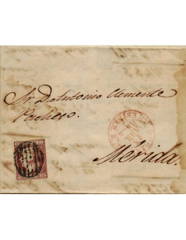 FA0589-2. HISTORIA POSTAL. 1852, 13 de abril. Brozas a Mérida
