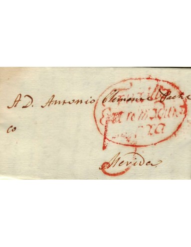 FA1159-82. PREFILATELIA. 1821, 9 de septiembre. Sobrescrito circulado de Trujillo a Mérida