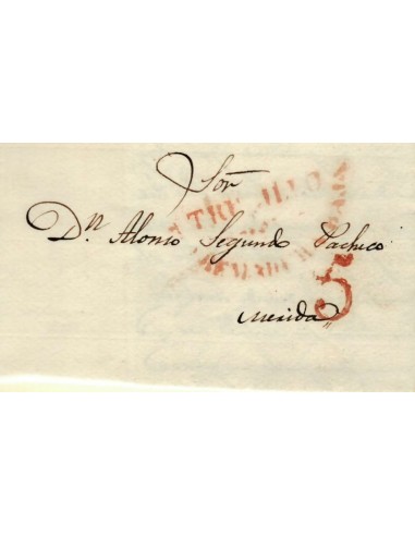 FA1159-87. PREFILATELIA. 1837, 30 de abril. Sobrescrito circulado de Trujillo a Mérida
