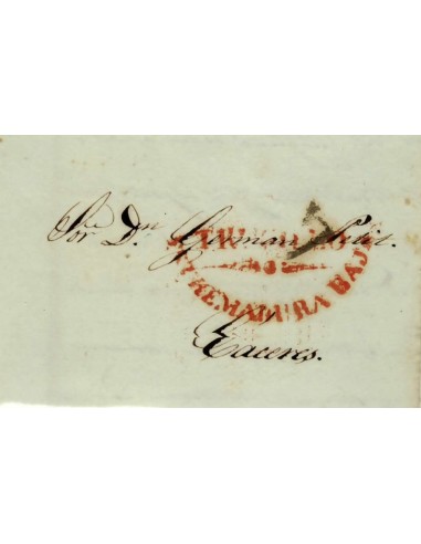 FA1159-88. PREFILATELIA. 1838, 7 de noviembre. Sobrescrito circulado de Trujillo a Cáceres