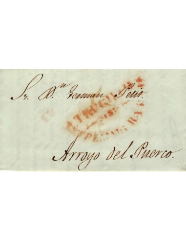 FA1159-89. PREFILATELIA. 1841, 21 de abril. Sobrescrito circulado de Trujillo a Arroyo del Puerco
