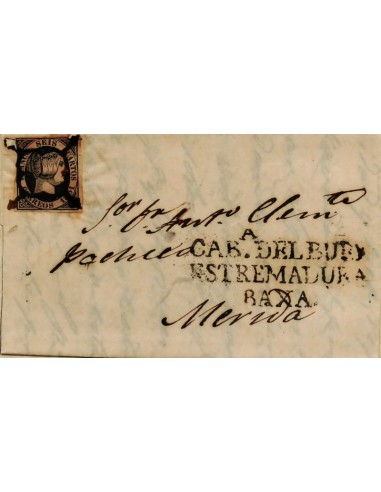 FA0591-2. PREFILATELIA. Emisión de 1851. Cabeza del Buey a Mérida