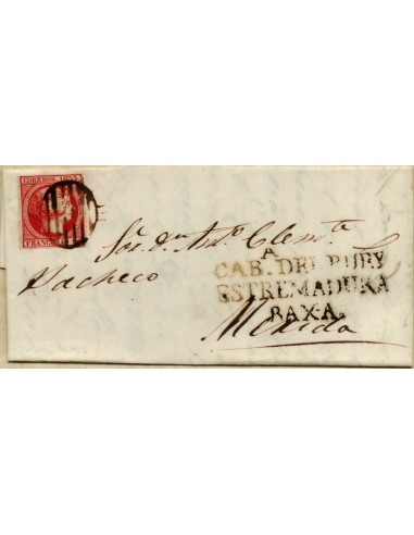 FA0591-4. HISTORIA POSTAL. Emisión de 1853. Cabeza del Buey a Mérida