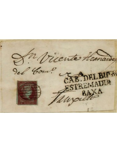 FA0591-8. HISTORIA POSTAL. Emisión de 1855-59. Frontal de Cabeza del Buey a Trujillo