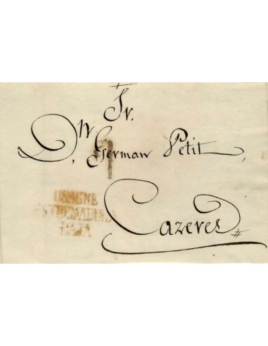 FA1159-92. PREFILATELIA. 1838, 8 de octubre. Sobrescrito circulado de Usagre a Cáceres