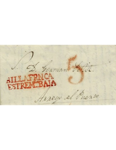 FA1159-97. PREFILATELIA. 1843. Sobrescrito circulado de Villafranca de los Barros a Arroyo del Puerco