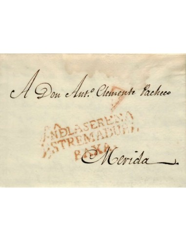 FA1159-99. PREFILATELIA. 1829. Sobrescrito circulado de Villanueva de la Serena a Mérida