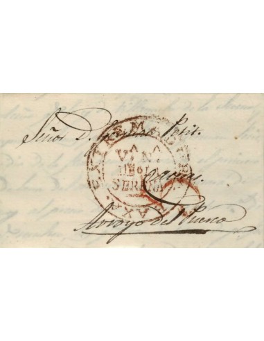 FA1159-101. PREFILATELIA. 1841. Sobrescrito circulado de la Coronada a Arroyo del Puerco