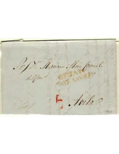 FA1346B. PREFILATELIA. (1826-43ca). Sobrescrito circulado de Béjar a Ávila