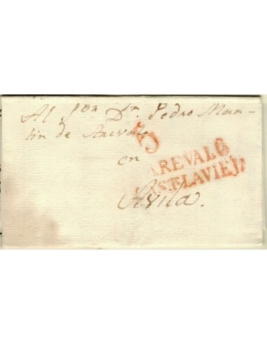 FA1346D. PREFILATELIA. (1801-42ca). Sobrescrito circulado de Arévalo a Ávila