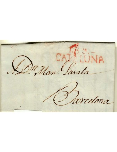 FA1348C. PREFILATELIA. (1818-42ca). Sobrescrito circulado de Tarragona a Barcelona