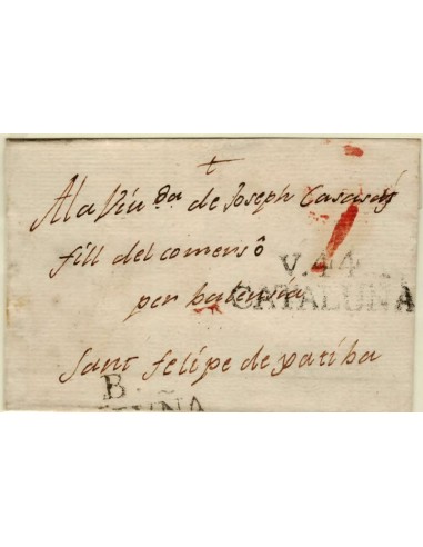 FA1348E. PREFILATELIA. (1802-28ca). Sobrescrito circulado de Vich a San Felipe de Jativa