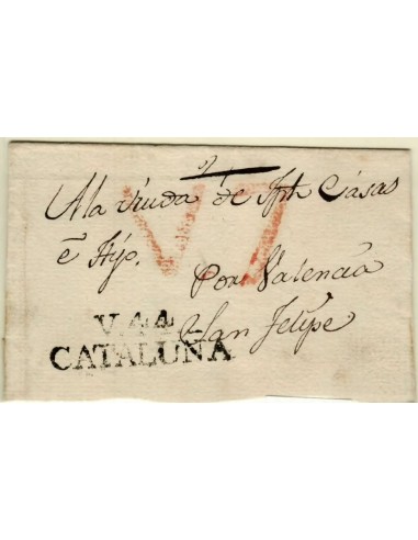 FA1349A. PREFILATELIA. (1802-28ca). Sobrescrito circulado de Vich a San Felipe