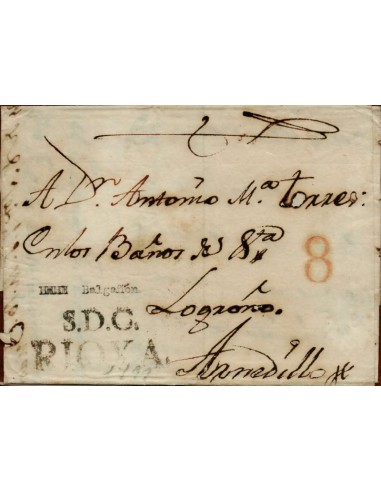 FA1147-9. PREFILATELIA. (1799ca). Sobrescrito circulado de Balgañon a Arnedillo