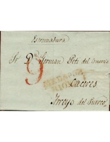 FA1147-11. PREFILATELIA. 1842, 21 de enero. Sobrescrito circulado de Medina de Pomar a Arroyo del Puerco